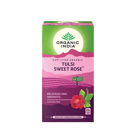 Organic India Tulsi Sweet Rose Органичен чай Сладка роза 1.6 г x18 филтърни торбички