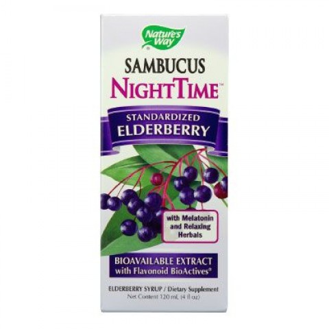 Nature's Way Sambucus Night Time Сироп с черен бъз и мелатонин х120 мл 