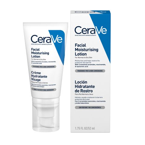 CeraVe Хидратиращ крем за лице за нормална и суха кожа х52 мл