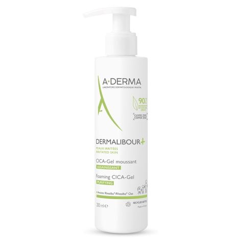 A-derma Dermalibour+Cica Почистваща гел пяна за раздразнена и зачервена кожа x200 мл