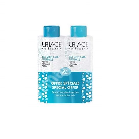 Uriage Thermal Промо комплект Мицеларна вода за лице за нормална и суха кожа 2x500 мл