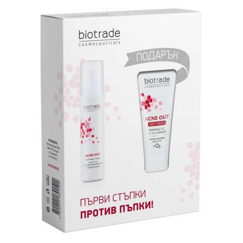 Biotrade Acne Out Матиращ тоник против омазняване и черни точки и Acne Out Oxy Wash Измивен гел за мазна и акнеична кожа