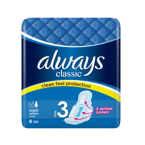 Always Classic Night Нощни дамски превръзки х8 броя