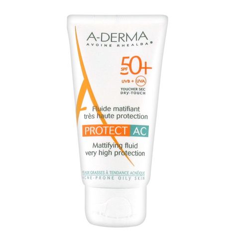 A-Derma AC Protect Слънцезащитен матиращ флуид за мазна кожа SPF 50+ х40 мл