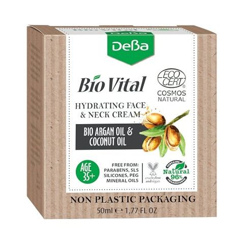 Deva BioVital Натурален хидратиращ крем за лице и шия с био масла от арган и кокос 35+ х50 мл