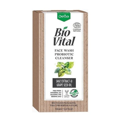 Deva BioVital Натурален почистващ гел за лице за нормална и мазна кожа с про и пребиотици х150 мл