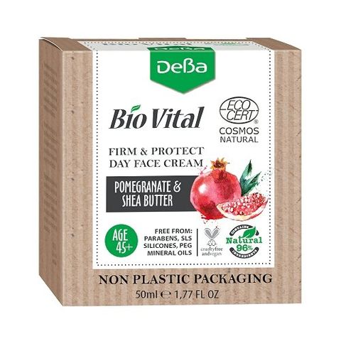 Deva BioVital Натурален дневен стягащ крем за лице за суха кожа с екстракт от нар 45+ х50 мл