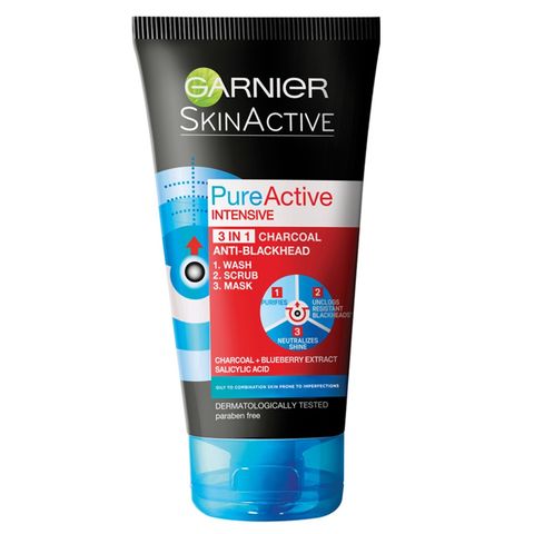 Garnier Pure Active Intensive Charcoal 3 в 1 Почистващ гел за лице с активен въглен x150 мл