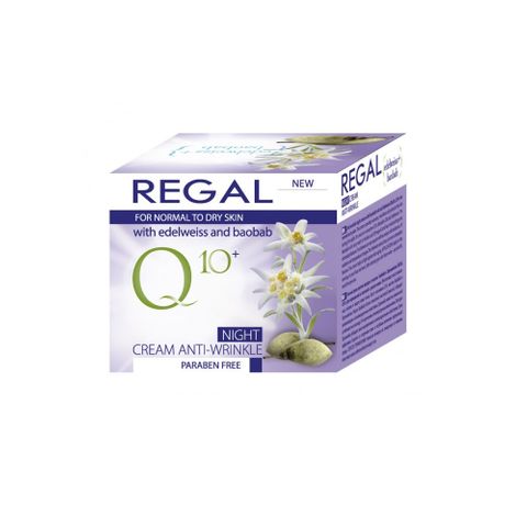 Regal Q10 Нощен крем против бръчки с еделвайс за нормална към суха кожа х50 мл