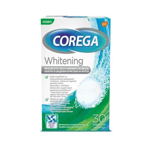 Corega Whitening Таблетки за ежедневно почистване на протези x30 броя