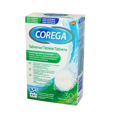 Corega Tablete 4in1 За бързо почистване на частични протези С тройна ментова свежест х30 таблетки