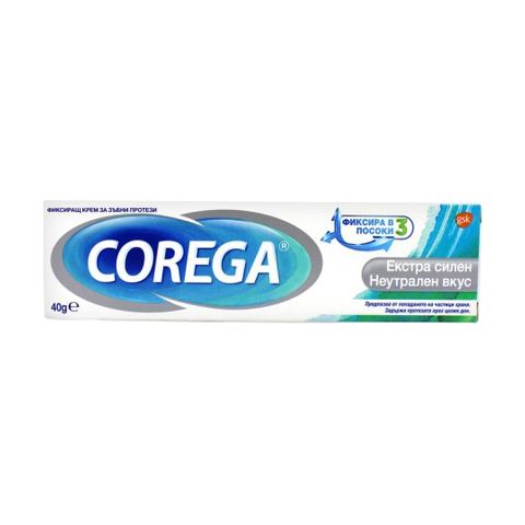 Corega Екстра силен Неутрален вкус Фиксиращ крем за зъбни протези х40 грама