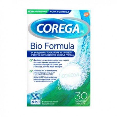 Corega Bio Formula 4in1 За ежедневно почистване на протези С екстракт от мента х30 таблетки