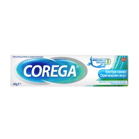Corega Екстра силен Оригинален вкус Фиксиращ крем за зъбни протези х40 грама