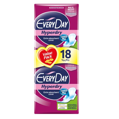 Everyday Hyperdry Center Plus Night Дамски превръзки х18 броя