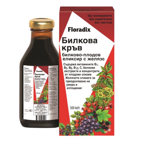 Floradix Herbal Blood Флорадикс Билкова Кръв Билково-плодов еликсир с желязо х500 мл