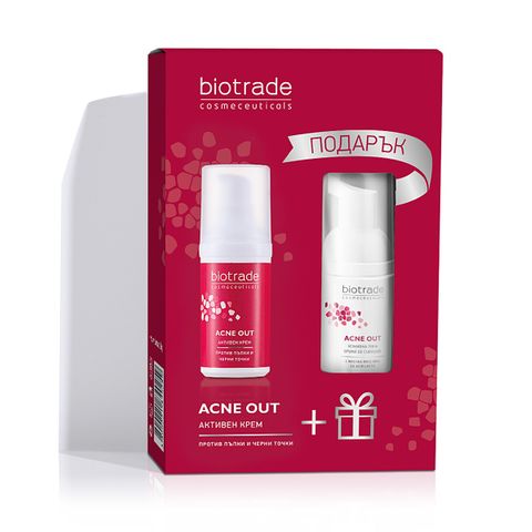 Biotrade Acne Out Промо комплект активен крем за лице и Измивна пяна за лице