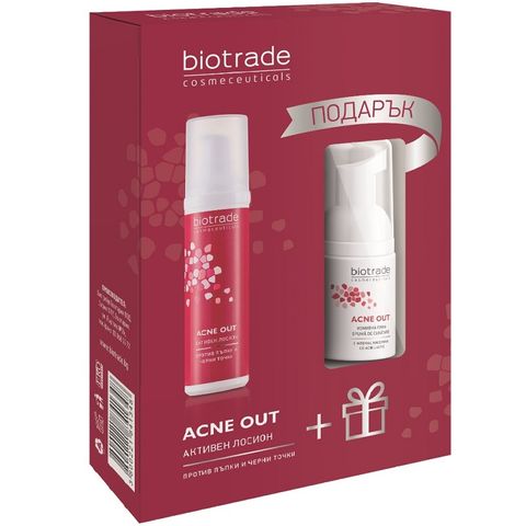 Biotrade Acne Out Промо комплект за лице Активен лосион и Измивна пяна