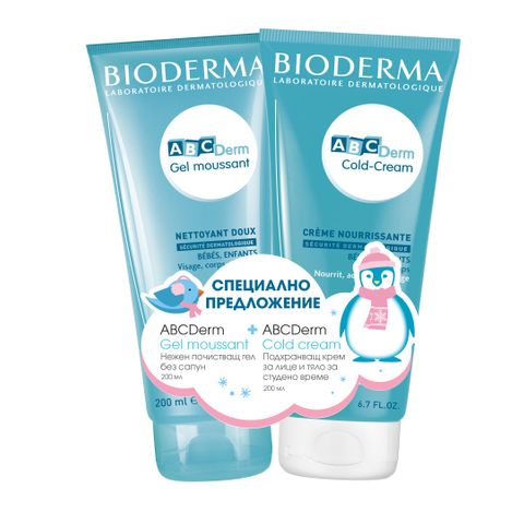 Bioderma ABCDerm Промо комплект Интензивно подхранващ колд крем за лице и тяло и нежен измиващ гел за бебета и деца