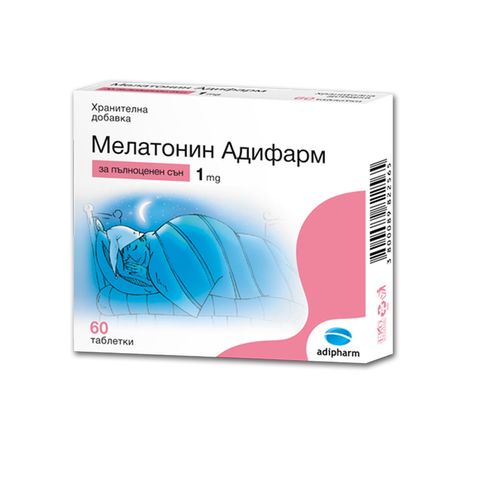 Adipharm Мелатонин за пълноценен сън 1 мг х60 таблетки