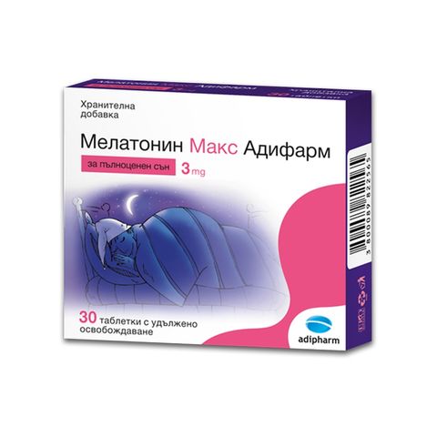 Adipharm Мелатонин Макс за пълноценен сън 3 мг х30 таблетки