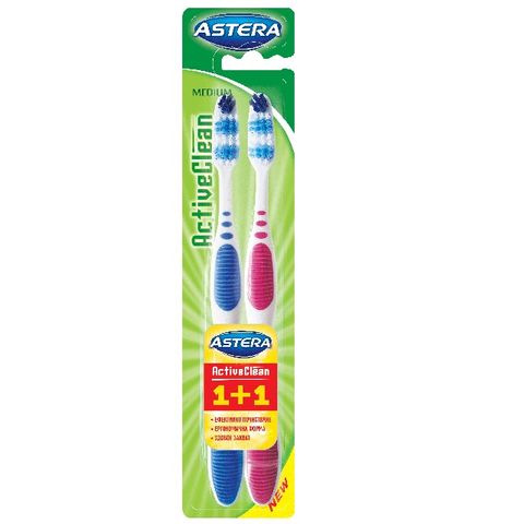 Astera Activ Clean Medium Четка за зъби х 2 броя