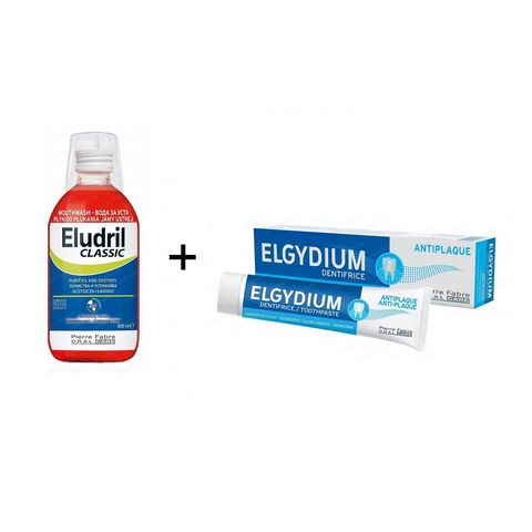 ELUDRIL Промо комплект Elgydium паста за зъби и Eludril Classic вода за уста х500 мл