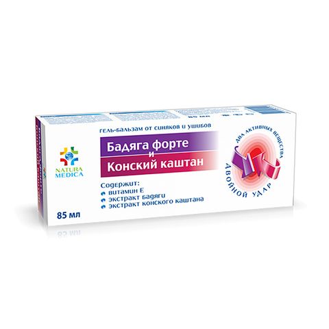 Tvins Tek Natura Medica Бадага Форте и Конски Кестен Гел-балсам за тяло при синини и натъртвания х85 мл
