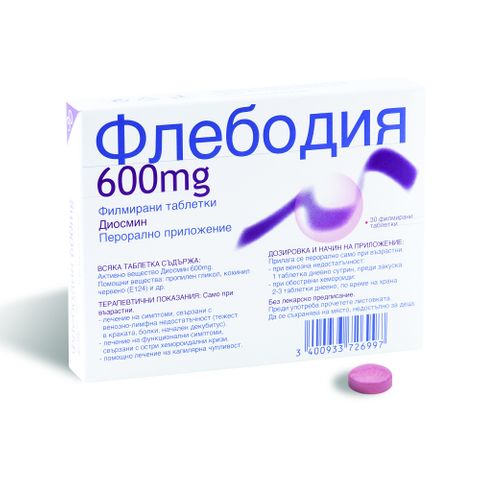 INNOTHERA Флебодия при разширени вени, хемороиди, тежест и болка в краката 600мг х30 таблетки