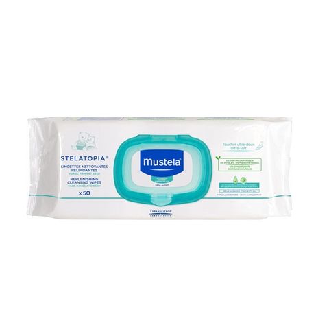 Mustela Stelatopia Почистващи мокри кърпички за възстановяване на липидите при атопична кожа x50 броя.