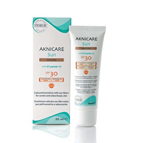Synchroline Aknicare Teintee Слънцезащитна оцветена емулсия за лице за акнеична кожа SPF 30 x50 мл
