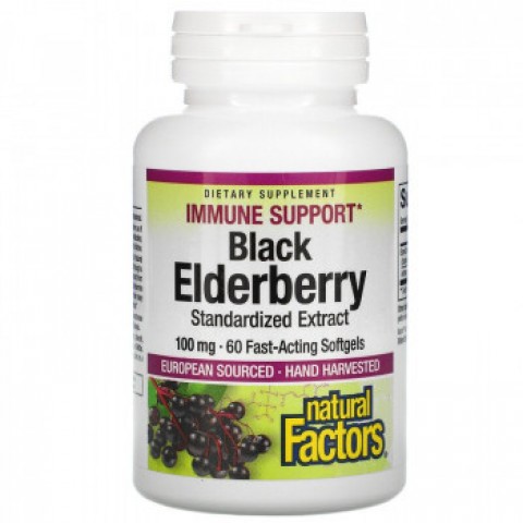 Natural Factors Черен бъз (екстракт) Black Elderberry extract 100mg 60 софтгел капсули