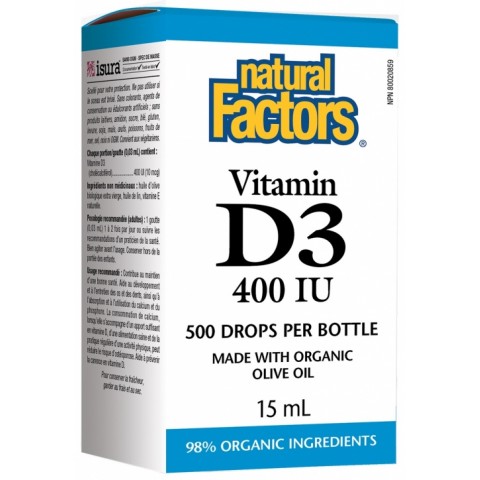 Natural Factors Витамин D3 400 IU (капки) 15 ml