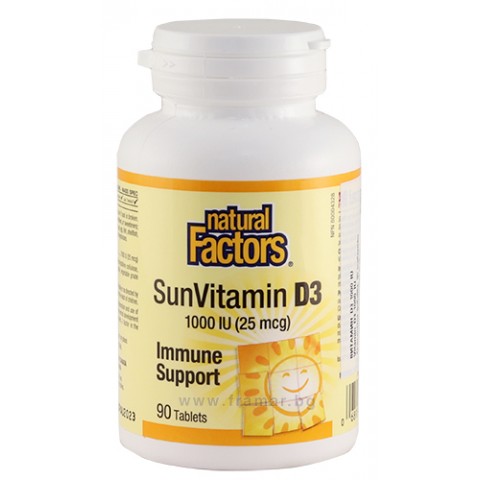  Natural Factors  Витамин Д3,Vitamin D3 1000 IU 90 таблетки