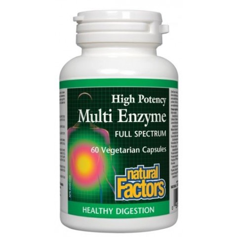 Natural Factors Мулти Ензим Full Spectrum (Смес от 12 храносмилателни ензима от растителни източници) 450 mg x 60 V капсули 