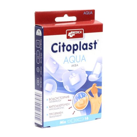 Medica Citoplast Aqua Mix Прозрачни пластири за малки повърхностни рани Два размера х16 броя