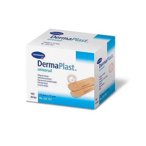 Hartmann DermaPlast Universal Water Resistant Водоустойчив Пластир за Бързо Лечение на Малки рани 19x72мм x100 броя