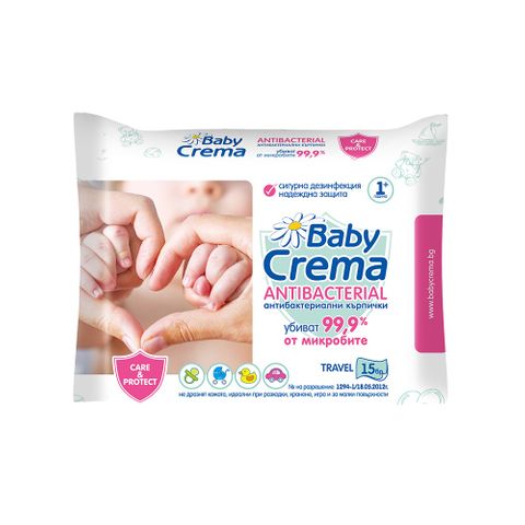 Baby Crema Бебешки антибактериални влажни кърпички х15 броя