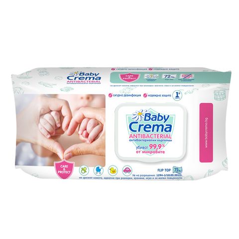 Baby Crema Бебешки антибактериални влажни кърпички х72 броя