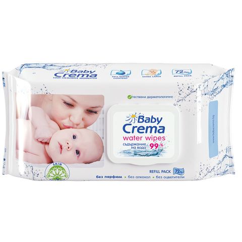 Baby Crema Water Wipes Влажни кърпички с 99% съдържание на вода x72 броя