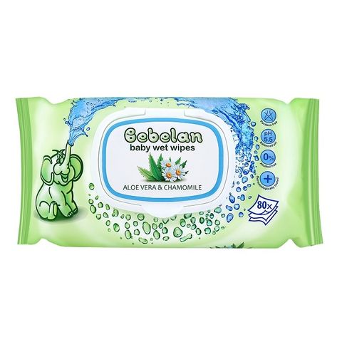 Bebelan Бебешки мокри кърпи с алое и лайка х80 бр