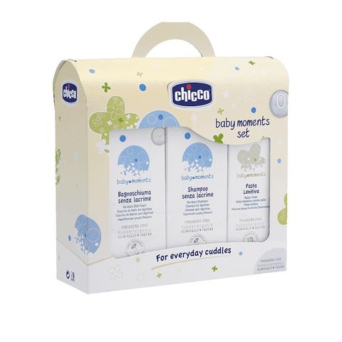 Chicco baby moments set 0+ Промо комплект за бебета Пяна за вана, Шампоан и Паста против подсичане