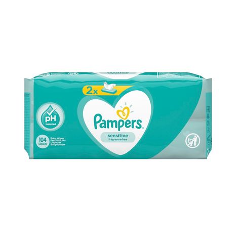 Pampers Sensitive Промо комплект Бебешки мокри кърпи за чувствителна кожа 2х52 броя