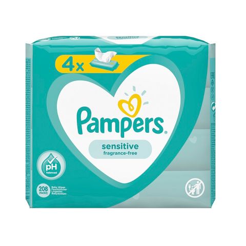 Pampers Sensitive Промо комплект Бебешки мокри кърпи за чувствителна кожа 4х52 броя
