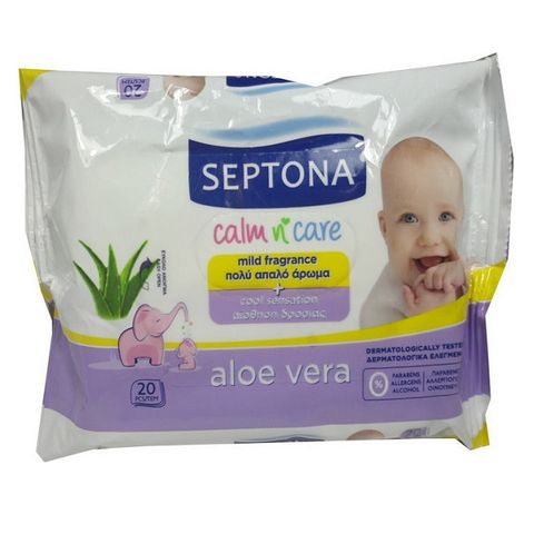 Septona Aloe Vera Почистващи бебешки мокри кърпи с алое вера x20 броя