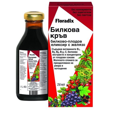 Floradix Билкова кръв Билково-плодов еликсир с желязо х250 мл