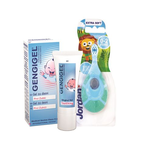Gengigel Teething Първи зъбки гел за бебета х20 мл с подарък Четка за зъби за деца от 0 до 2 години
