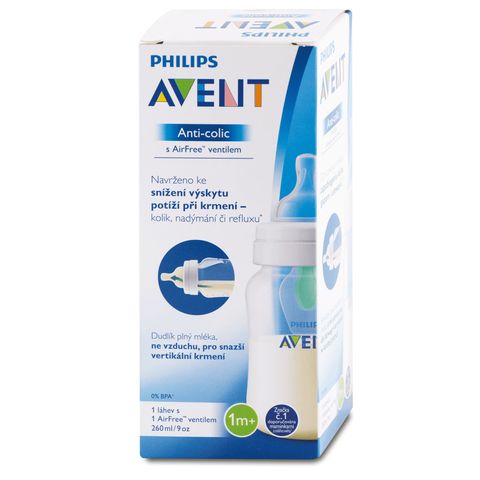 Avent Anti - Colic Бутилка за хранене с биберон Classic Slow с две дупки за деца над 1 месец x260 мл