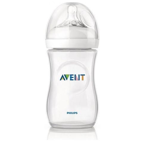 Avent Natural Бутилка за хранене с биберон Natural Fast с три дупки за деца над 6 месеца x330 мл
