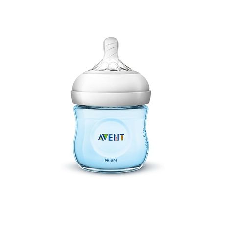 Avent Natural Бутилка за хранене с биберон Natural за новородено с една дупка x125 мл - синя